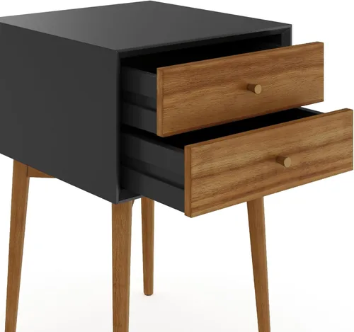 Miniatura 6 de Nathan James - Mesita de noche lateral Harper moderna, mesa decorativa o auxiliar con cajón de almacenamiento, 1, negro/marrón