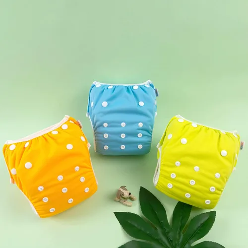 Miniatura 70 de Alva, Pañales de bebé para nadar, paquete de 2 unidades, talle único, reutilizable, lavable y ajustable de 0 a 36 meses. Tamaño de 10 a 40 lbs