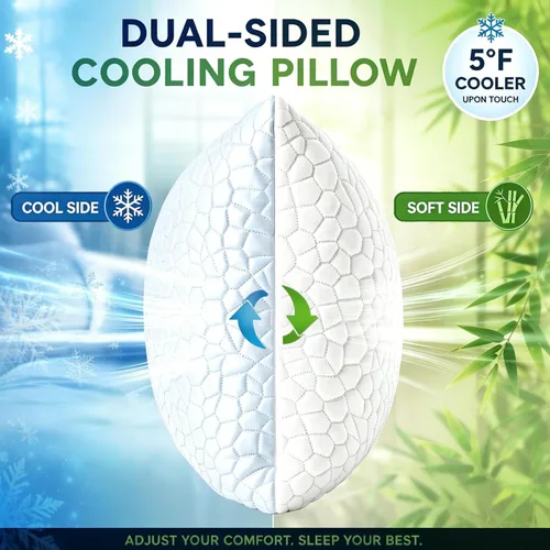 Miniatura 2 de SUPA MODERN Almohada refrescante de tamaño estándar, 1 paquete, almohadas de espuma viscoelástica trituradas CertiPUR-US, almohadas de cama frescas
