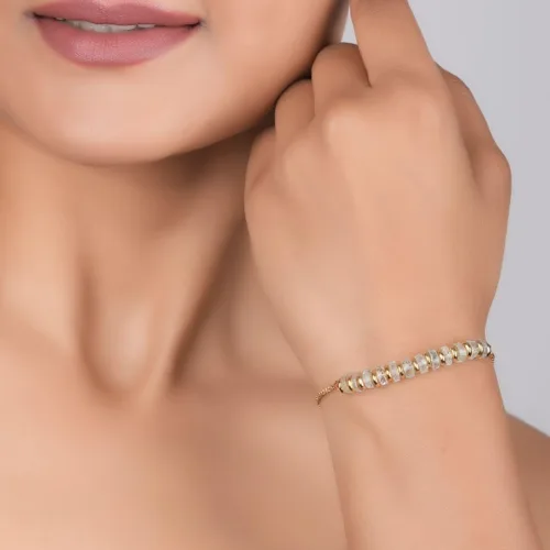Miniatura 18 de Natural Heishi Beads With Spacers Slider Bracelet Gemstone Healing Jewelry With 14k Yellow Gold Plated 8- Inch Adjustable Length