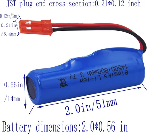 Miniatura 2 de Blomiky 3.7 V 800 mAh batería recargable de iones de litio con enchufe JST y cable USB para Huina 1337 1338 RC construcción camiones /1337 JST