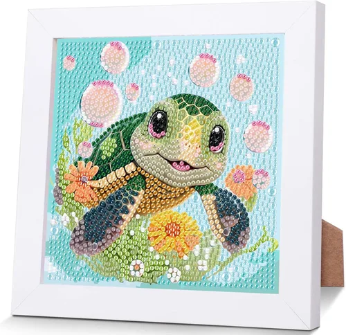Miniatura 14 de xackcme Kits de pintura de diamantes de gato para niños con marco, arte de diamantes de animales para niños de 4 a 8 a 12 años, kit de pintura
