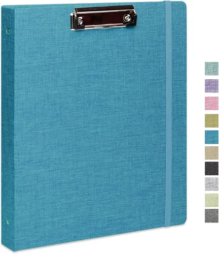 Miniatura 29 de Carpeta de tres anillos con portapapeles, cubierta de lino, carpeta de 1 pulgada para papel de 8.5 x 11 pulgadas, 2 bolsillos interiores de papel
