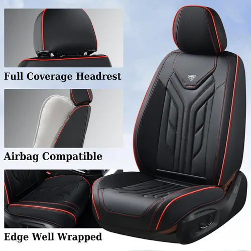 Miniatura 3 de Coverado Fundas de Asiento Delantero para Automóvil, 2 Piezas Fundas de Asiento de Cuero para Automóviles, Protector de Asiento de Automóvil Solo