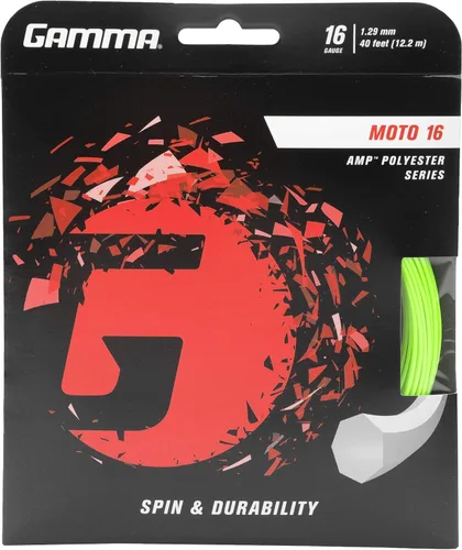 Miniatura 5 de GAMMA Cuerda de raqueta de tenis para moto, poliéster, forma heptagonal que ofrece el máximo mordedura de bola, giro, potencia y control