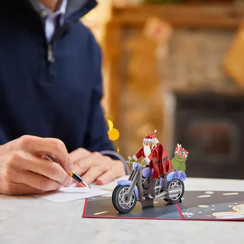 Miniatura 6 de Lovepop Tarjeta desplegable de Navidad para ella y él, tarjetas de felicitación navideñas 3D para niños, niñas, hombres, mujeres, motocicleta