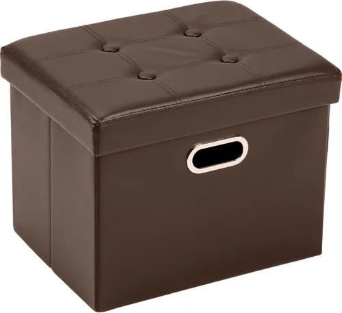 Miniatura 13 de COSYLAND - Reposapiés u otomano con almacenamiento plegable de piel, con agujero para agarrar, para habitación, tamaño pequeño, rectangular, 17 x 15