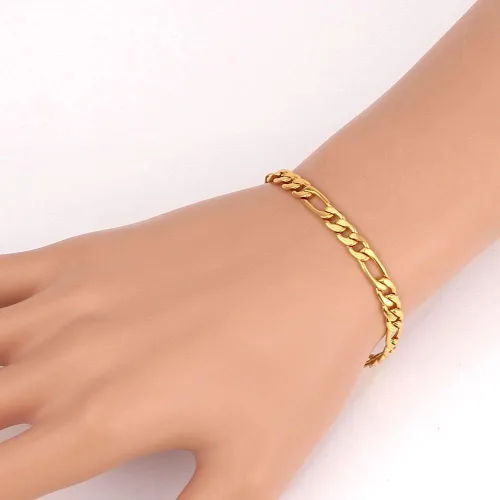 Miniatura 7 de U7 Figaro Bracelet, Stainless Steel Figaro Chain Bracelet, Rope Chain Bracelet Stainless Steel 18K Gold Plated Wrist Chain for Men Women