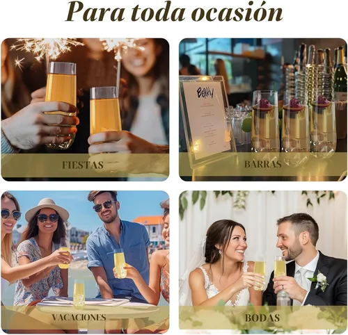 Miniatura 6 de Bestluck Paquete de 48 copas de champán de plástico sin pie de 9 onzas, transparentes, desechables, vasos de champán para brindis, inastillables