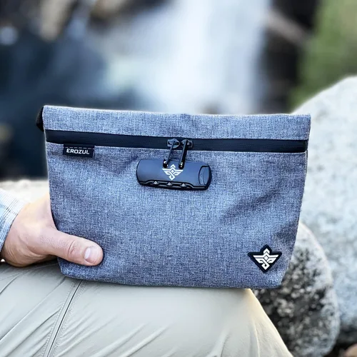 Miniatura 5 de Orion Bolsa de dinero de almacenamiento de viaje de 11 pulgadas con cerradura de combinación resistente al agua (gris)
