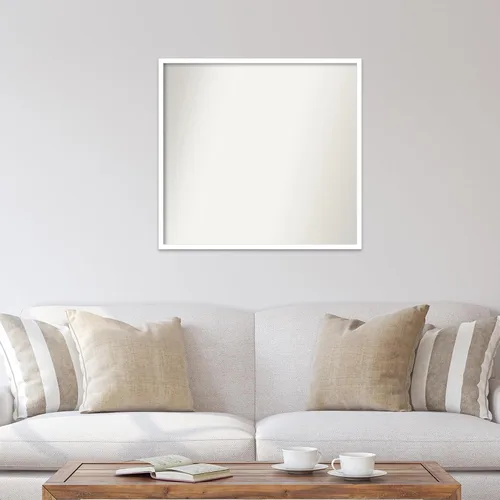 Miniatura 811 de Amanti Art Espejo de baño blanco para sobre el fregadero, 32 x 45 pulgadas, espejo de tocador rectangular blanco esbelto, marco de madera moderno