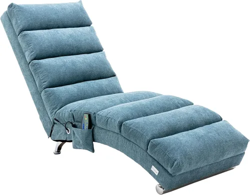 Miniatura 13 de Chaise Lounge de lino para interiores con función de masaje eléctrico, moderna silla reclinable para oficina, sala de estar o dormitorio