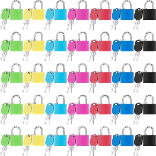 Yulejo 35 cerraduras pequeñas con llaves para equipaje, mini candados para maleta, candados de viaje de metal multicolor para escuela, gimnasio,