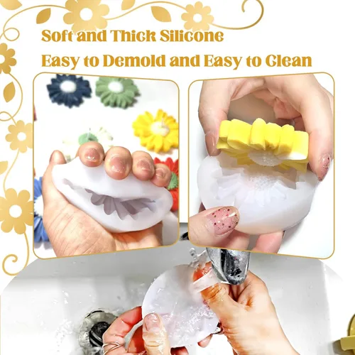 Miniatura 4 de 4 moldes de silicona de flores de margarita para velas, molde de vela de flores 3D de silicona, margaritas de silicona, cera de jabón, resina epoxi