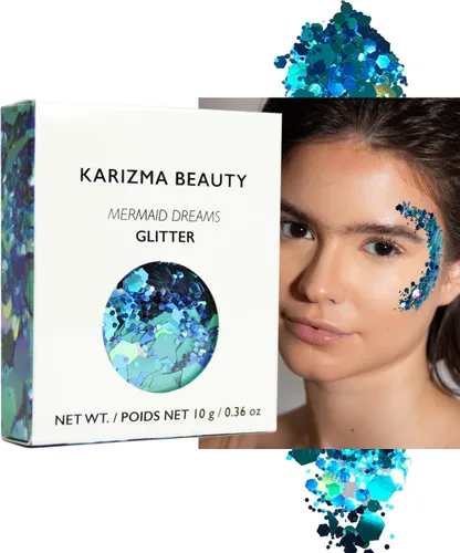 Miniatura 14 de KARIZMA Iridescent Purpurina holográfica iridiscente Purpurina gruesa de 0.35 onzas para la cara, el cabello, los ojos y el cuerpo, para mujer.