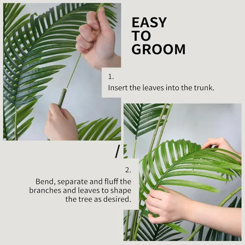 Miniatura 5 de Worth Garden - Paquete de 2 palmeras artificiales de areca de 82 pulgadas en maceta, 7 pies, planta de seda de caña falsa para interiores