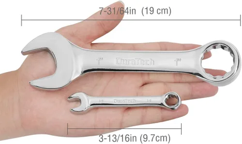 Miniatura 5 de DURATECH Juego de llaves combinadas Stubby, SAE, 11 piezas, 3/8 '' a 1 pulgada, 12 puntos, acero CR-V, con bolsa rodante