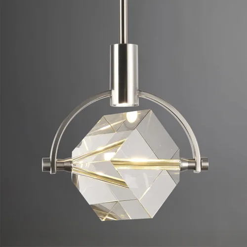 Miniatura 13 de Lámpara colgante de latón, lámpara colgante de cristal en forma de cubo para isla de cocina, moderna pequeña lámpara colgante de techo regulable