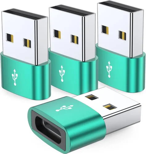JXMOX Adaptador USB a USB C Paquete de 4, Cargador USB C Hembra a A Macho Convertidor Tipo C para Apple Watch Ultra iWatch 7 8, iPhone 16 15 14 13