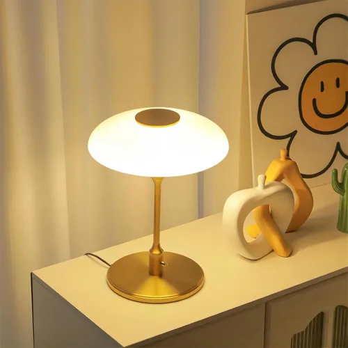 Miniatura 4 de Lámpara de mesa moderna de metal y vidrio, lámpara de mesa decorativa, lámpara de mesa para sala de estar, dormitorio, sala de estudio, 12.6 x 16.5