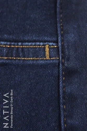 Miniatura 7 de Nativa Pantalones de mezclilla de tiro alto para mujer, tela de mezclilla de piel de durazno, pierna recta, ajuste elástico Fernanda, fuerte, ultra