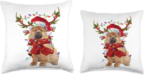 Miniatura 3 de Chow Chow Dog Christmas Light Gifts Co Santa Chow Dog Reindeer Christmas Lights - Almohada de 16 x 16 pulgadas, multicolor