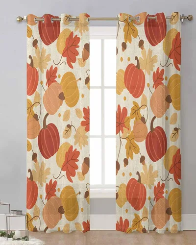 Miniatura 9 de Cortinas traslúcidas de hojas de eucalipto de 39 pulgadas de largo, juego de 2 paneles de cortinas para cocina, dormitorio, sala de estar, pasillo
