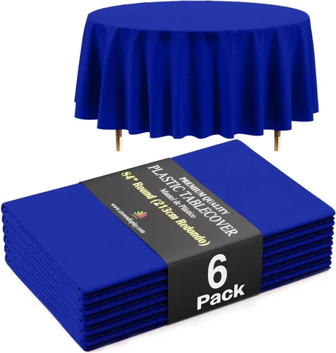 Miniatura 14 de Exquisite 66% Thicker Premium Aqua Round Tablecloth 0.5 Mil 6 Pack Plastic Table Cloth Disposable 84 Inch Round Plastic Tablecloth Won't Tear Easily