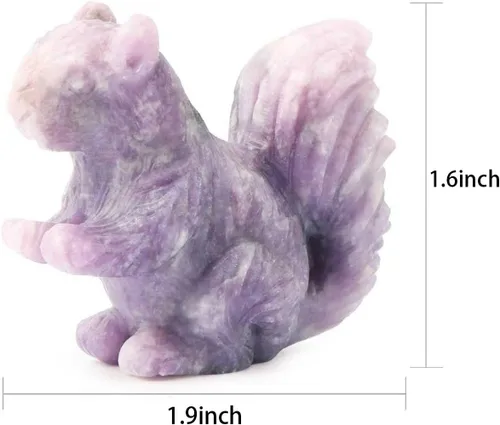 Miniatura 4 de SMQ Estatua de ardilla de cristal de 2 pulgadas, lepidolita morada, cristal curativo tallado a mano, colección de figuritas de decoración
