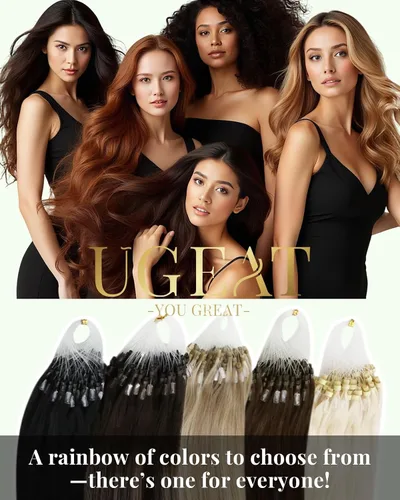 Miniatura 7 de Ugeat - Extensiones de cabello humano con microanillo, 14 pulgadas, extensiones de cabello Remy con microcuentas de 1 gm/hebra, 50 gms, extensiones