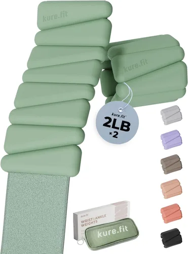 Miniatura 22 de Peso para Pilates Pesas ajustables para muñeca y tobillo para mujeres Brazaletes con peso 1 libra/ 2 libras cada una (Juego de 2)