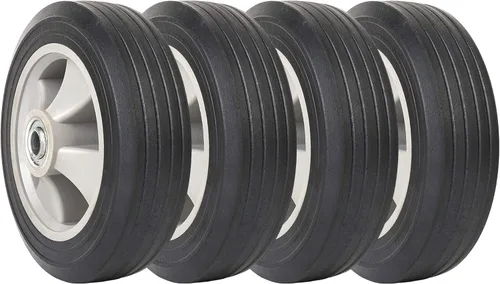 AR-PRO (4-paquete) Neumático de repuesto de goma sólida sin plano de 8" x 2" con un eje de 5/8" para camiones de mano, carretillas, plataformas,