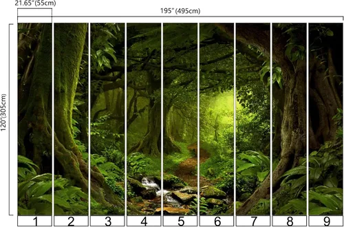 Miniatura 4 de Bormia Mural de Pared de Bosque Árbol de Fantasía 195"x120" Papel Tapiz Fotográfico Grande Paisaje Calcomanía de Pared para Sala de Estar Dormitorio