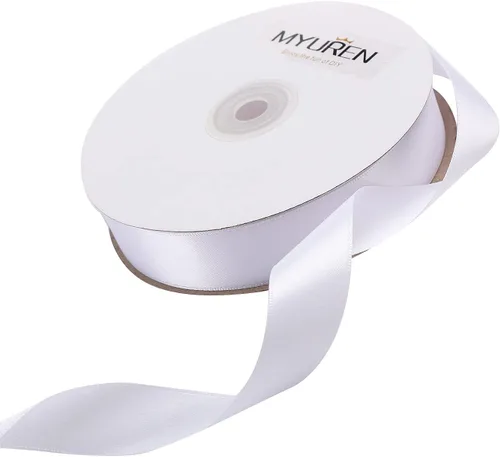 Miniatura 4 de Cinta de satén blanca de 1 pulgada, cinta de satén sólido de doble cara para envoltura de regalos, bodas, decoración de fiestas, accesorios