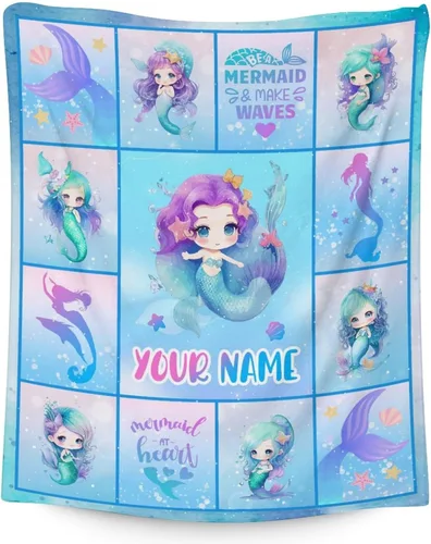 Miniatura 8 de Manta de cola de sirena, suave, mullida y cálida, manta pequeña de 30 x 40 pulgadas para sofá, oficina, colorida y bonita, regalos para niñas
