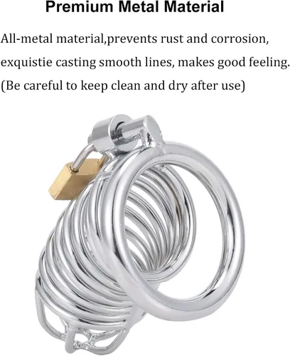 Miniatura 4 de Generic Candado de metal para pene - Dispositivo de castidad de acero inoxidable para hombres, se adapta a la mayoría de los tamaños, juguete sexual