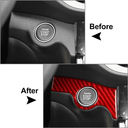Miniatura 2 de 1 cubierta de panel de botón de arranque del motor, cubierta de panel de botón de arranque de motor de fibra de carbono para Kia Forte Cerato K3