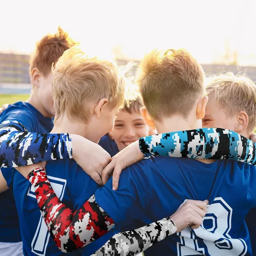Miniatura 2 de Xuhal 10 pares de mangas de brazo para niños, jóvenes, baloncesto, fútbol, béisbol, protección UV, protección solar, compresión deportiva, cubierta
