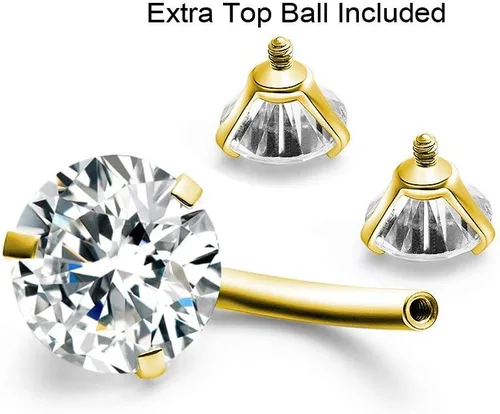 Miniatura 2 de Gnoliew Anillos de Ombligo Redondos de Circonita Cúbica, Piercing de Ombligo con Barra de Pesas