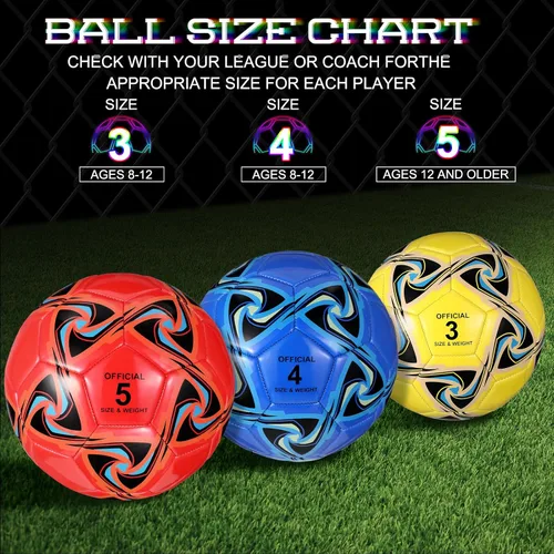 Miniatura 3 de Deekin 6 pelotas de fútbol a granel con inflador, tamaño oficial, para interiores y exteriores, regalo de fútbol para niños, adolescentes y adultos