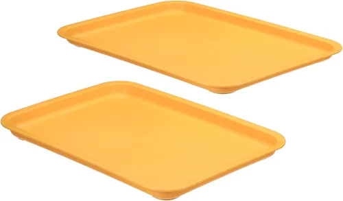 Miniatura 7 de PATIKIL Bandeja de comida rápida de 12 x 9, paquete de 2 bandejas rectangulares reutilizables de plástico multiusos para cafetería, restaurante, Azul