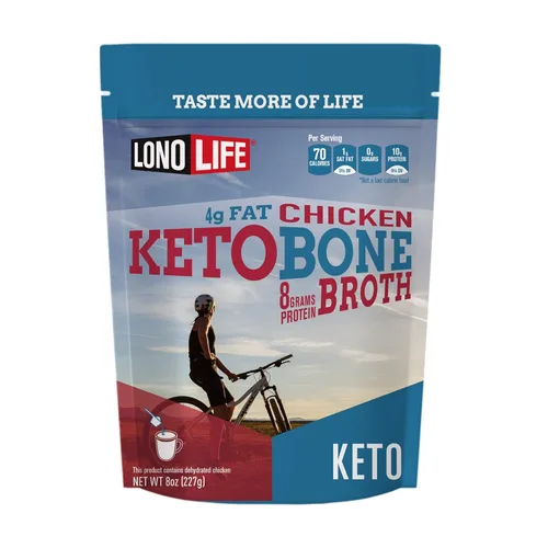 LonoLife Mezcla de caldo de huesos de pollo Keto en polvo | 10g de proteína | Rico en colágeno, apto para dieta Keto y Paleo | Ingredientes
