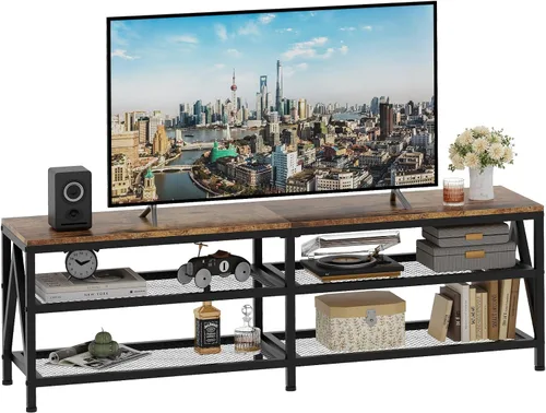 Miniatura 12 de Soporte de TV para televisores de hasta 65 pulgadas, mesa consola de TV industrial de 55 pulgadas de largo con estantes de almacenamiento de 3