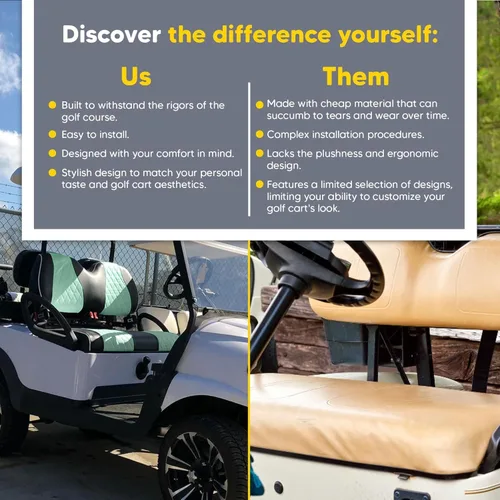 Miniatura 6 de Club CAR Precedent - Fundas de asiento delantero para carrito de golf, costuras de diamante (negro/verde oscuro)