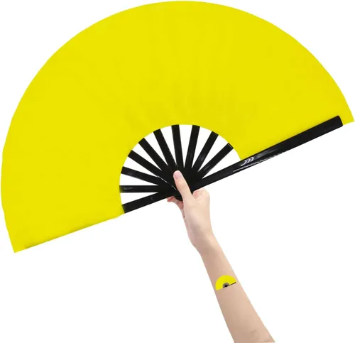Miniatura 8 de Abanico grande plegable, abanico chino/japonés plegable, de mano, en nailon, para mujer, para regalo, para manualidades, abanico plegable para danza