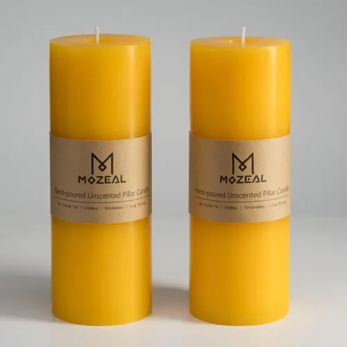Miniatura 143 de MOZEAL Velas grandes sin perfume vertidas a mano de 3 x 8 pulgadas, sin humo, juego de 2, combustión lenta, sin goteo, aproximadamente 150 horas