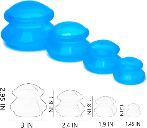 Miniatura 3 de Juego de terapia de ventosas de silicona de 4 tamaños, terapia de ventosa profesional para estudio y uso doméstico, succión más fuerte mejor