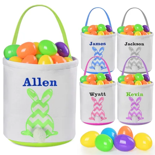 Miniatura 14 de Jocidea - Cesta de Pascua personalizada, paquete de 1 cestas de Pascua personalizadas para niñas y niños, cesta de Pascua personalizada para bebés