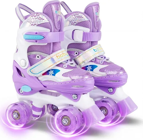 Miniatura 11 de BABY JOY Patines de ruedas de mariposa, 4 tamaños ajustables para niñas, adolescentes y adultos de 5 a 8 a 13 años o más, con ruedas iluminadas