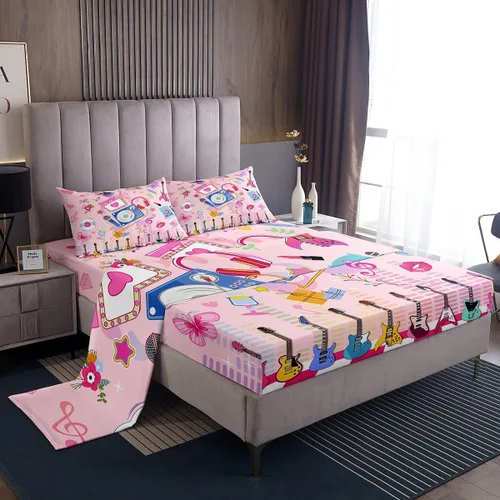 Miniatura 18 de Feelyou Husky - Juego de sábanas con diseño de flor de cerezo rosa, ropa de cama para perro, 1 sábana encimera y 1 sábana bajera ajustable con 1